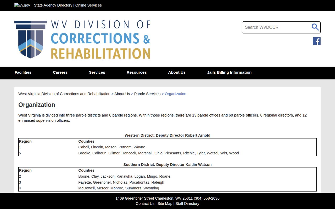 Webster County parole supervision Region 6 organization page